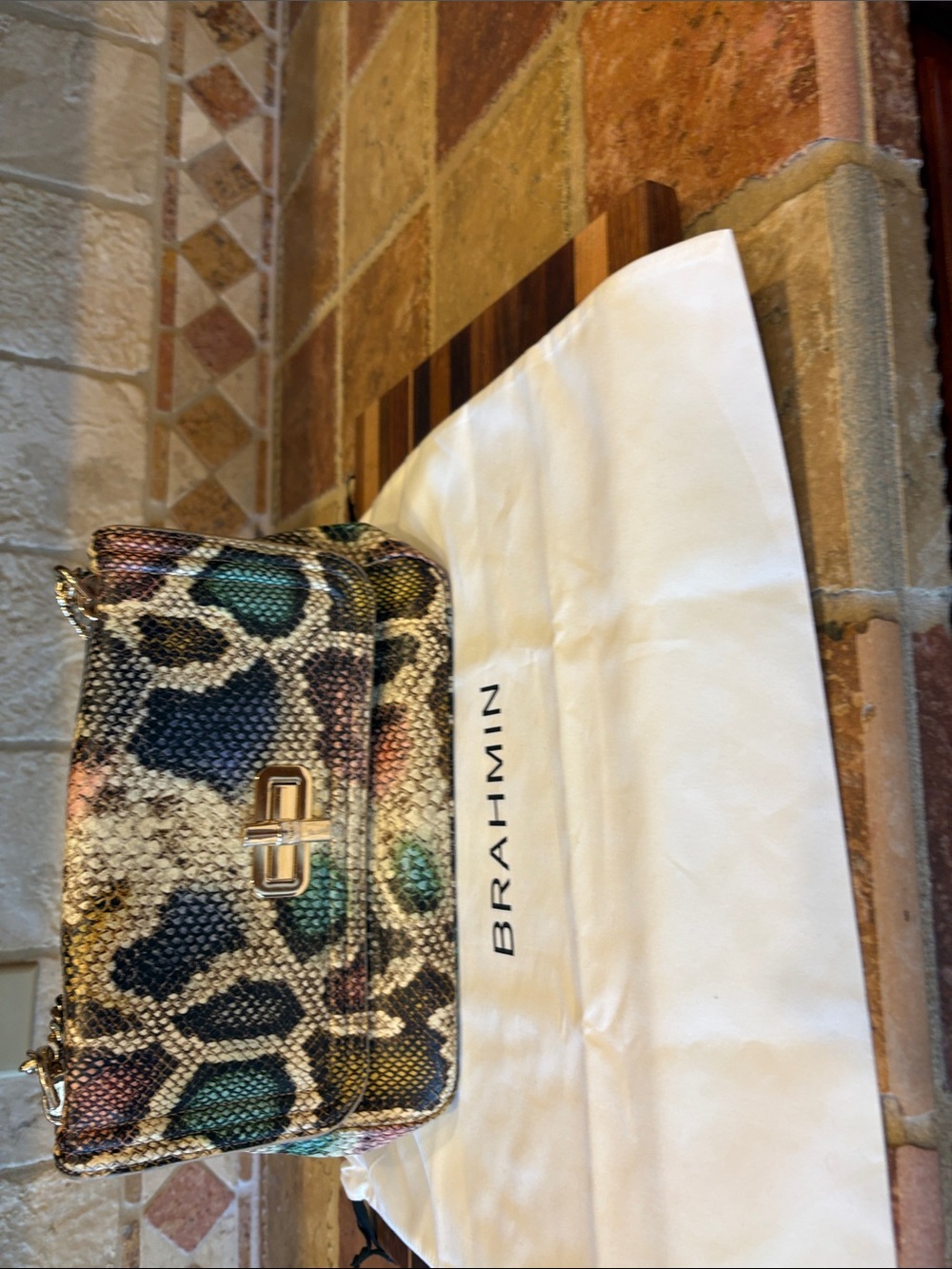 Brahmin Margo Crossbody Multicolor & Black Animal Print